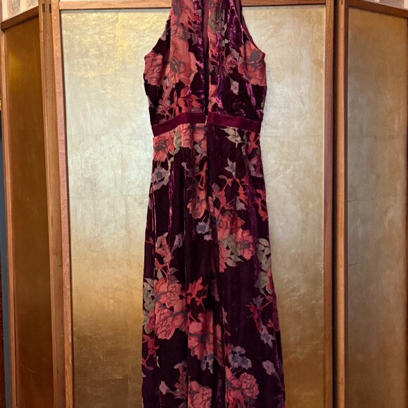 Lulu's Burnout Floral Halter Velvet Dress (S) - Picture 3 of 3